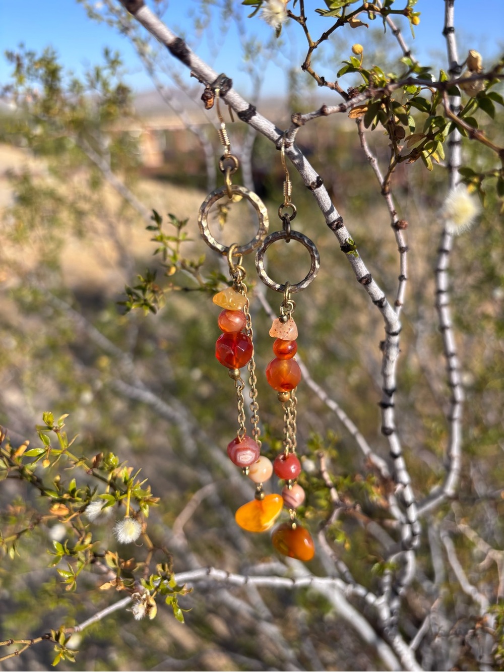 Handmade Vintage Carnelian Dangle Earrings